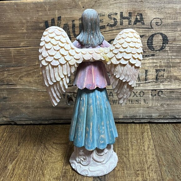 Old Time Pottery Decor 3 Angels w/ Instruments Figurines Polystone 12" - Picture 6 of 16